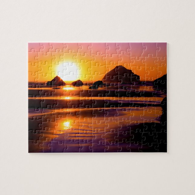 Oregon Coast Beach Sunset Puzzle (Horizontal)