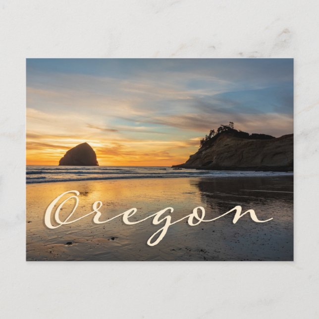 Oregon Coast Cape Kiwanda Sunset Souvenir Postcard (Front)