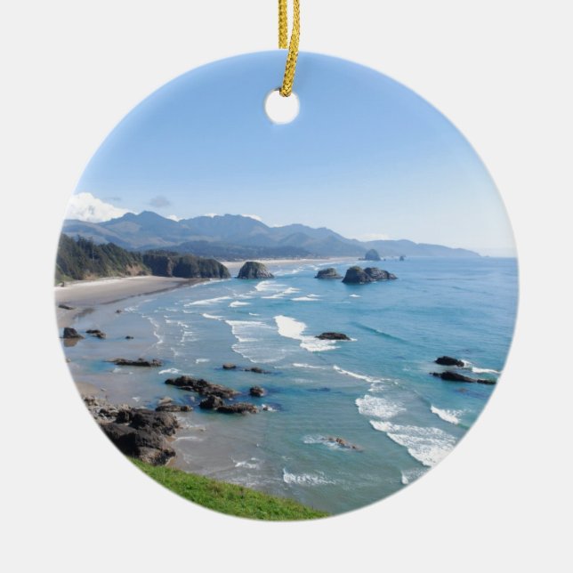 Oregon Coast Ceramic Tree Decoration (Front)