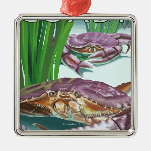 Oregon Coast Crab Metal Tree Decoration (Front)