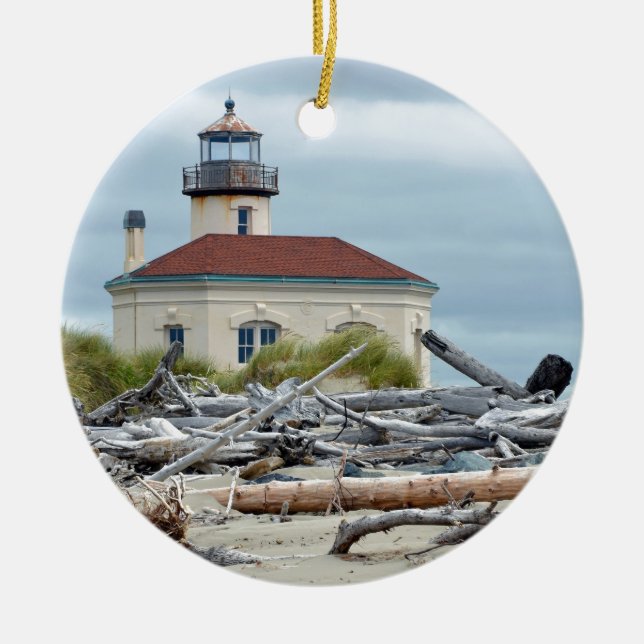 Oregon coast lighthouse ceramic tree decoration (Front)