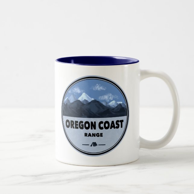 Oregon Coast Mountain Range Camping Two-Tone Coffee Mug (Right)