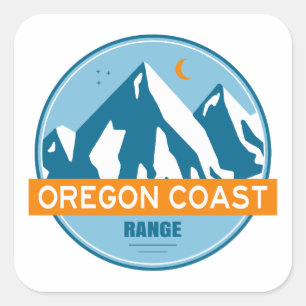 Oregon Coast Mountain Range Stars Moon Square Sticker