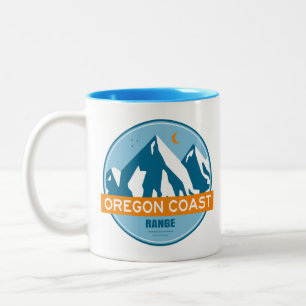 Oregon Coast Mountain Range Stars Moon Two-Tone Coffee Mug