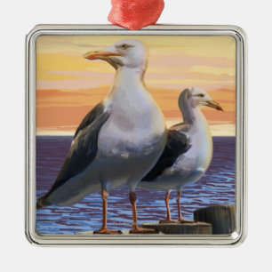 Oregon Coast Sea Gulls Metal Tree Decoration