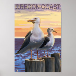 Oregon Coast Sea Gulls Poster