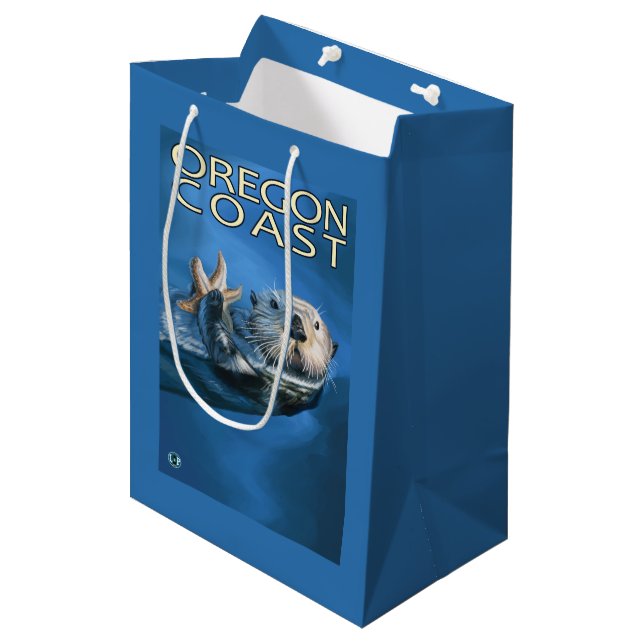 Oregon Coast Sea Otter Medium Gift Bag (Front Angled)