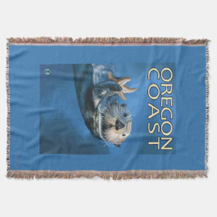 Oregon Coast Sea Otter Throw Blanket