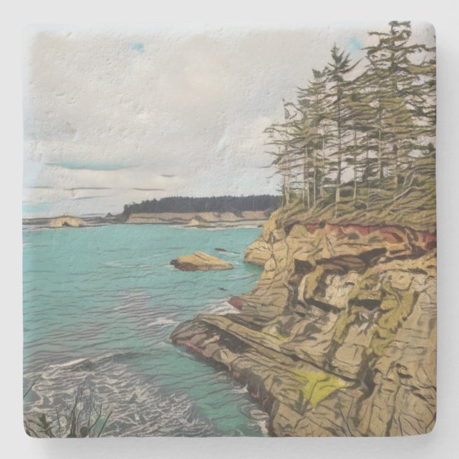 Oregon Coast Stone Coaster (Front)