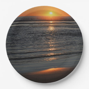Oregon Coast Sunset Photo Paper Plate
