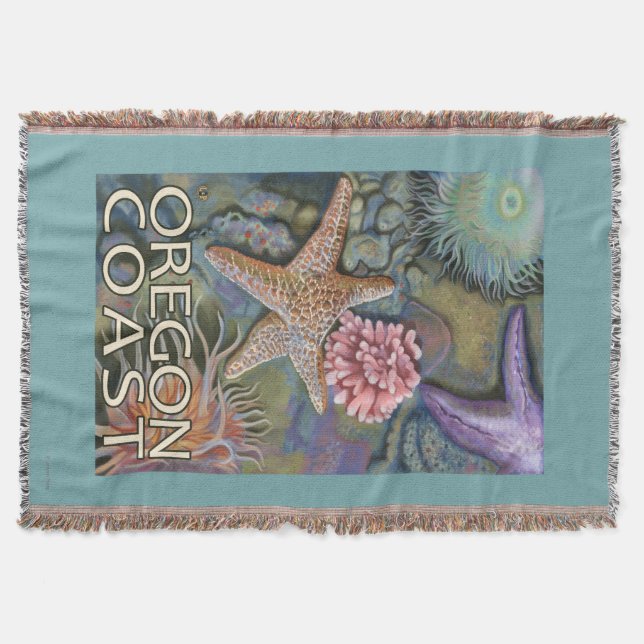 Oregon Coast Tidepool Throw Blanket (Front)