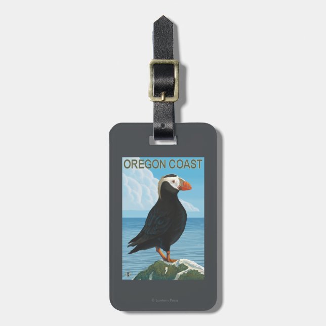 Oregon Coast Tufted Puffin Luggage Tag (Front Vertical)