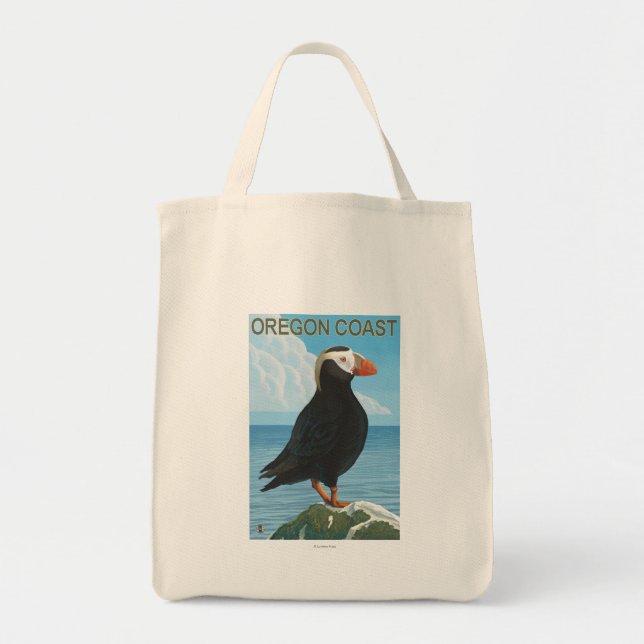 Oregon Coast Tufted Puffin Tote Bag (Front)
