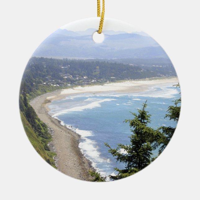 Oregon Coast View Ceramic Tree Decoration (Front)