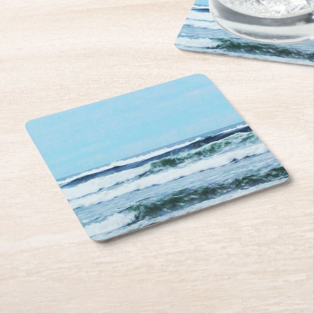 Oregon Coast Waves Square Paper Coaster (Angled)