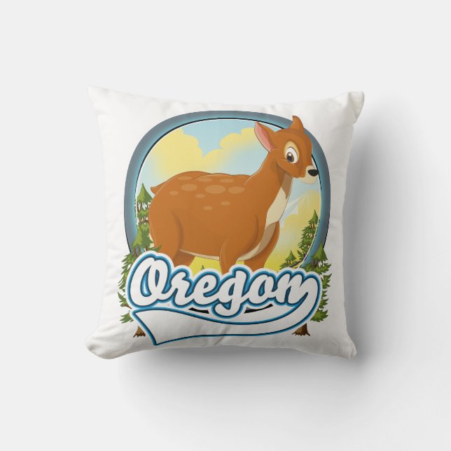 Oregon Deer travel logo Cushion (Front)