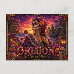 Oregon Día de los Muertos Retro Postcard