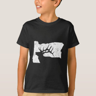Oregon Elk Hunting Shirt - Bull Elk State Shape 