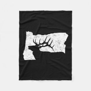 Oregon Elk Hunting Shirt - Bull Elk State Shape Fleece Blanket