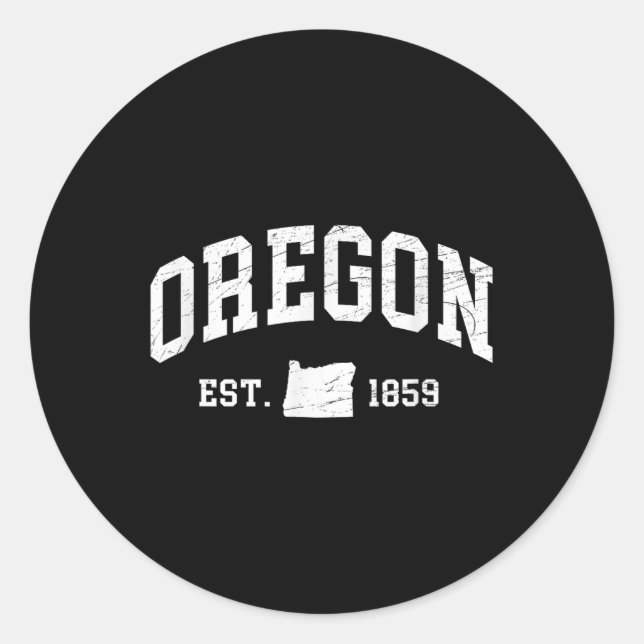 Oregon - Est. 1859 - Distressed _ Worn Design Clic Classic Round Sticker (Front)