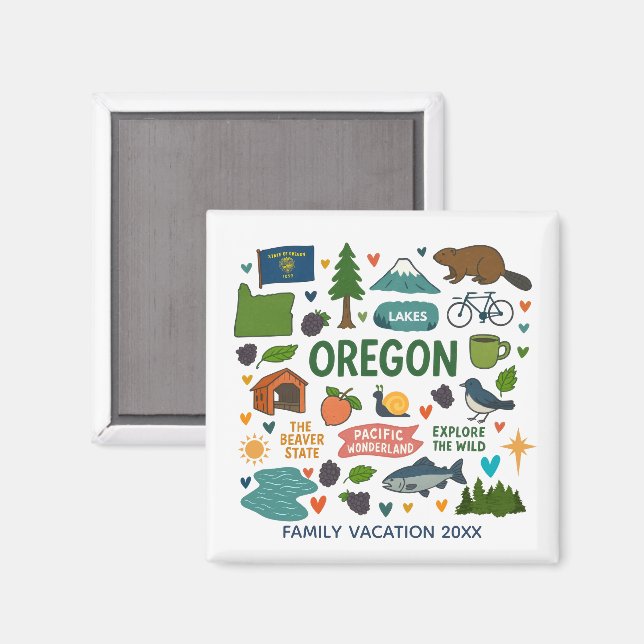 Oregon Family Trip Keepsake Custom Magnet (Front/Back)