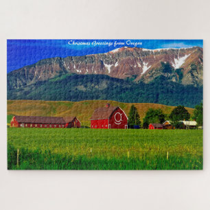Oregon Farm Buildings.Christmas Greetings Jigsaw Puzzle