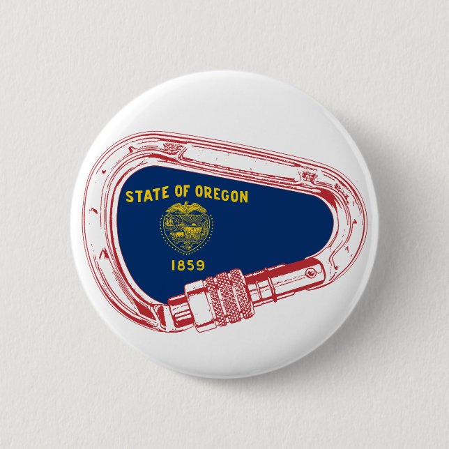 Oregon Flag Climbing Carabiner 6 Cm Round Badge (Front)