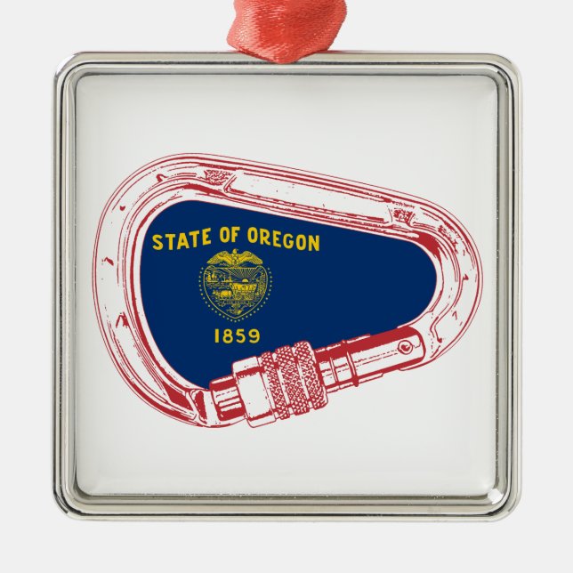 Oregon Flag Climbing Carabiner Metal Tree Decoration (Front)