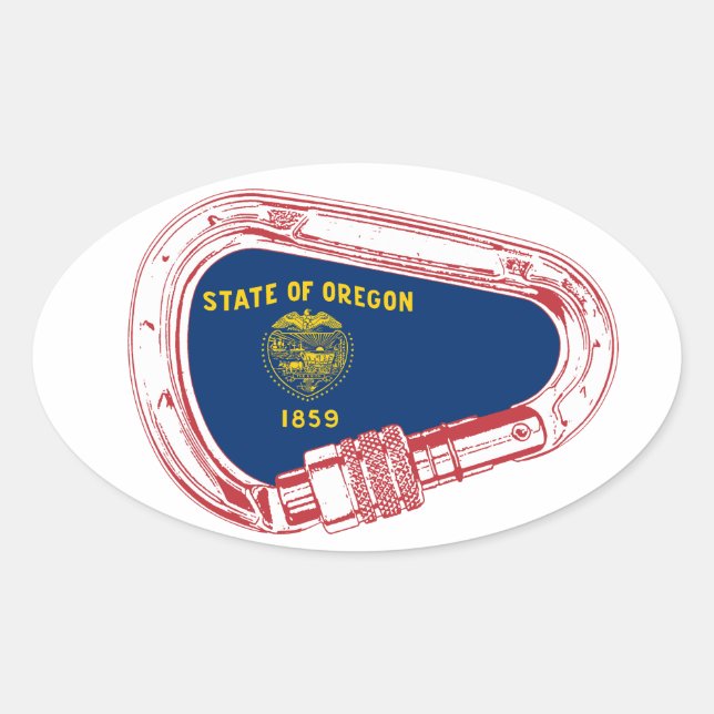 Oregon Flag Climbing Carabiner Oval Sticker (Front)