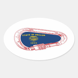 Oregon Flag Climbing Carabiner Oval Sticker