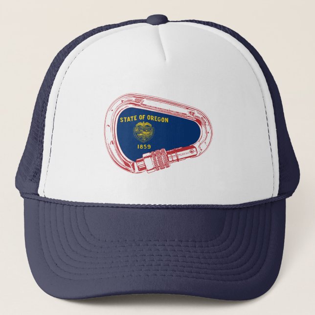 Oregon Flag Climbing Carabiner Trucker Hat (Front)