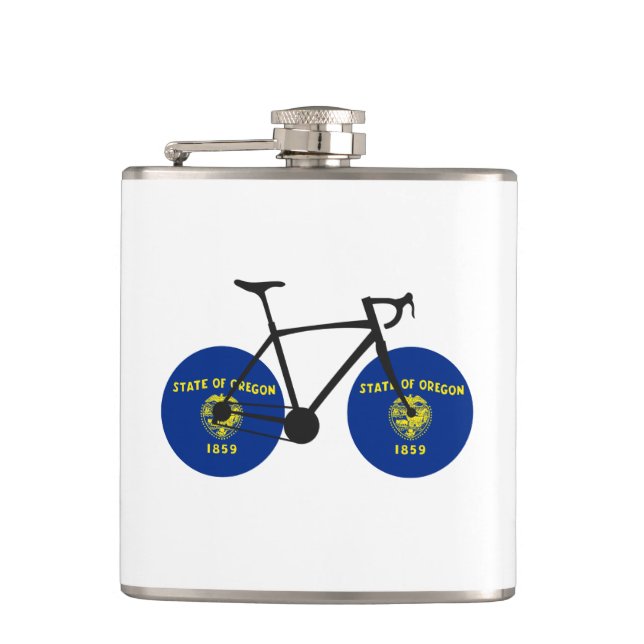 Oregon Flag Cycling Hip Flask (Front)