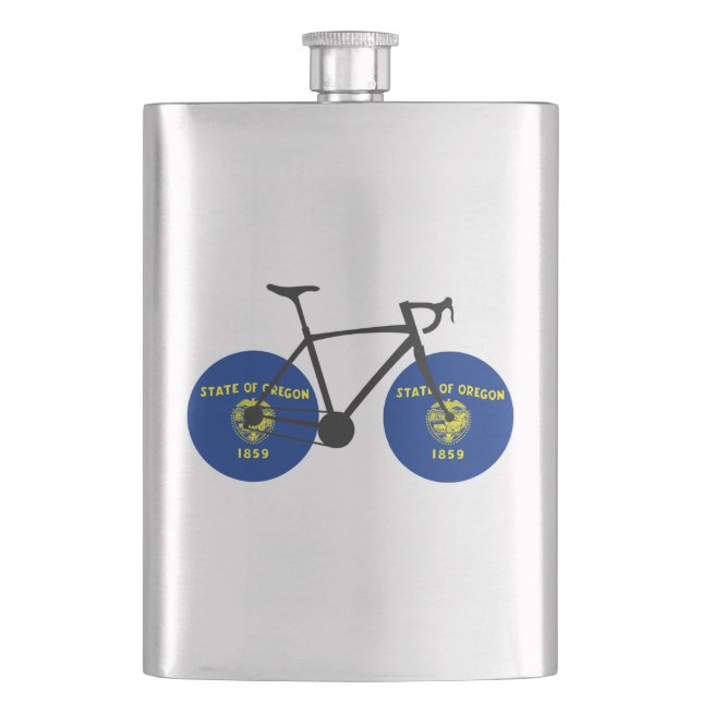 Oregon Flag Cycling Hip Flask (Front)