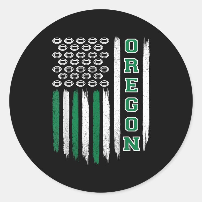 Oregon Flag Usa College Font Design For Men Women  Classic Round Sticker (Front)