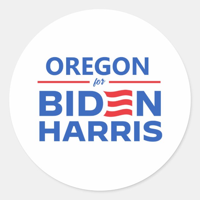 Oregon for Biden Harris Classic Round Sticker (Front)