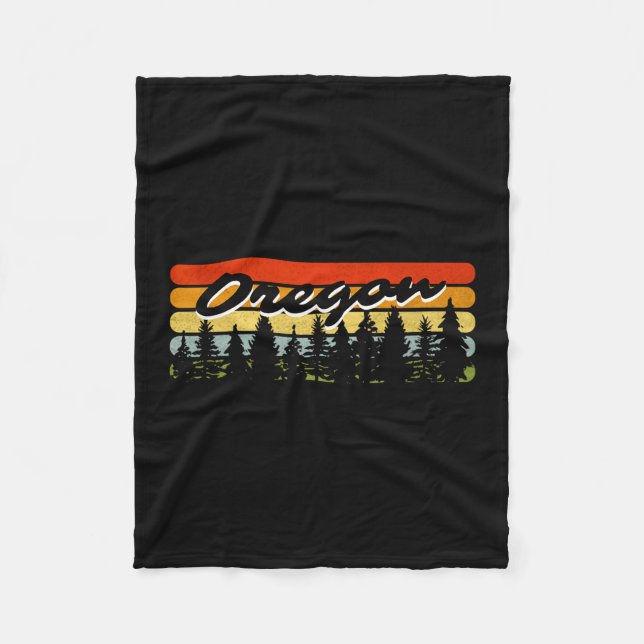 Oregon Forest Sunset Trees Cabin Theme Souvenir  Fleece Blanket (Front)