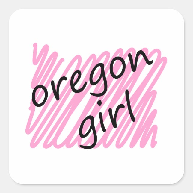 Oregon Girl with Scribbled Oregon Map Square Sticker (Front)