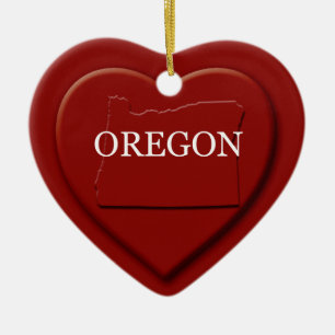 Oregon Heart Map Christmas Ornament