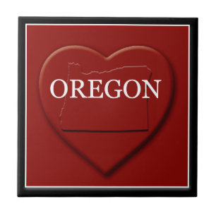 Oregon Heart Map Home Decor Tile