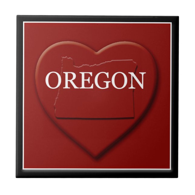 Oregon Heart Map Home Decor Tile (Front)