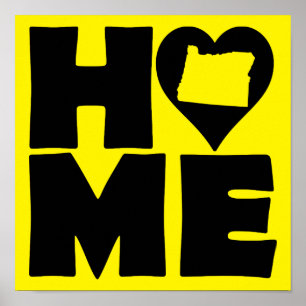 Oregon Home Heart State Poster Sign