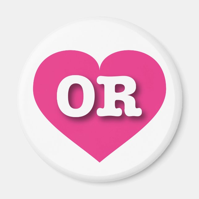 Oregon Hot Pink Heart - I love OR Magnet (Front)