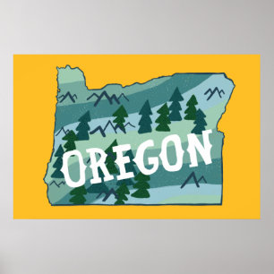Oregon Illustrated Map Poster