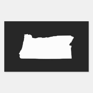 Oregon in White and Black Rectangular Sticker