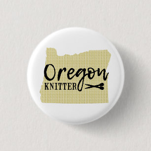 Oregon Knitter Black + Gold Crafts 3 Cm Round Badge