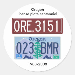 Oregon license plate centennial classic round sticker
