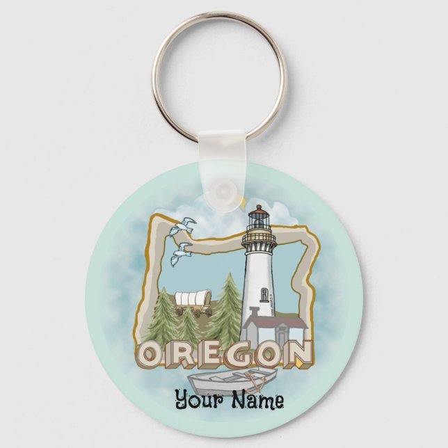 Oregon Lighthouse  Key Ring (Front)