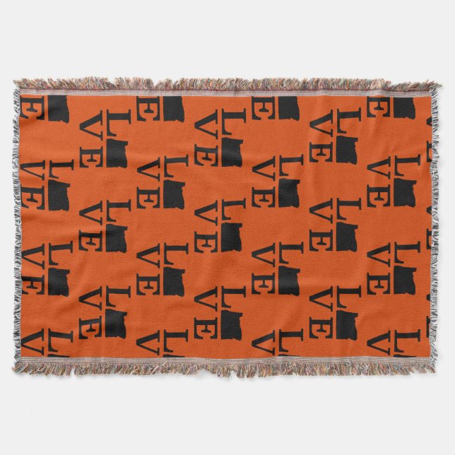 Oregon LOVE Black Throw Blanket (Front)