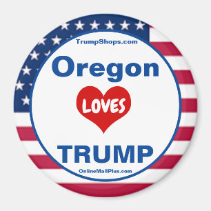 Oregon LOVES TRUMP Patriotic Fridge Magnet