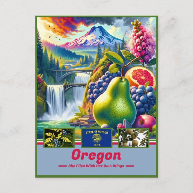 Oregon Majestic Wonders: Nature & Landmarks Postcard (Front)